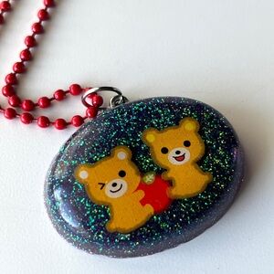Cute Bear Pendant Resin Necklace